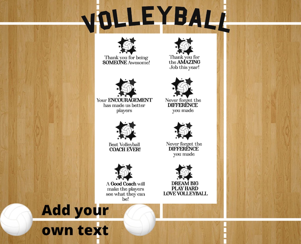 Editable Gift Tags Volleyball Team Gift Tags Volleyball Coach Etsy