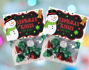 EDITABLE Santa Kisses Treat Bags Treat Topper Christmas Gift Tags Christmas Treat Bag Topper Gift Bag Topper Christmas Tags Gingerbread Tag