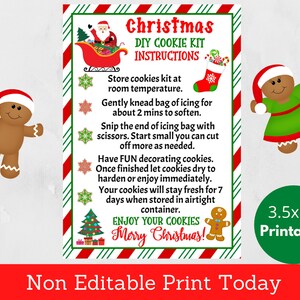 Weihnachten DIY Cookie Kit Anleitung Druckbare Karte Cookie Dekoration Kit Verpackung Weihnachtsstrumpf DIY Cookie Geschenkanhänger