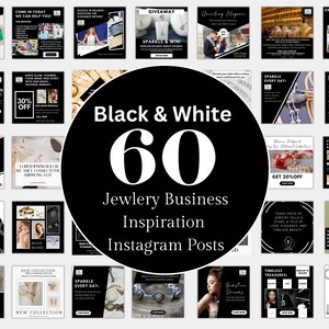 60 Jewelry Business Template Black and White Instagram Post Jewelry Instagram Black and white Branding Instagram Posts Canva Instagram post zdjęcie 1