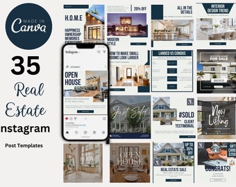 Real Estate Instagram Post Templates Realtor Instagram Templates Realtor Social Media Marketing Templates Canva Templates