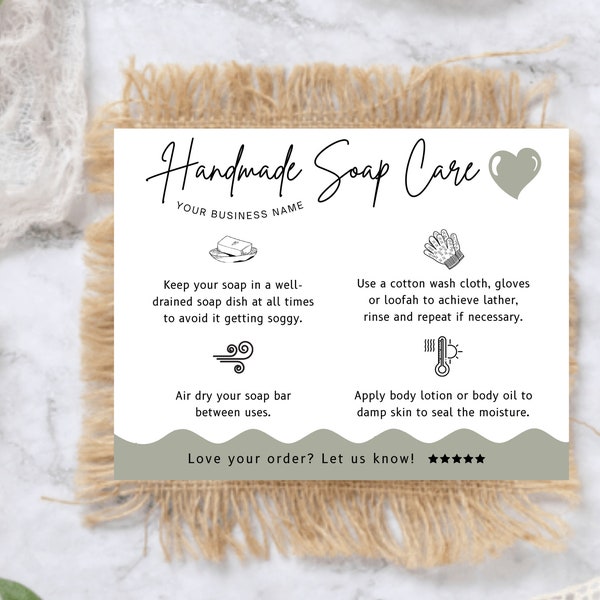 Handmade Soap Care Card Template Editable Soap Care Cards Printable Boho Theme Soap Packaging Care Instructions Soap Small Business Inserts