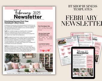 February Real Estate Monthly Marketing Newsletter - 8.5 x 11 Template