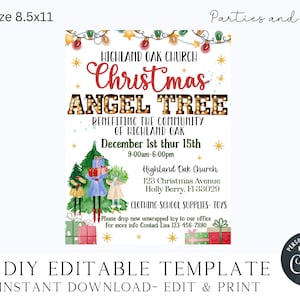 Christmas Angel Tree Flyer Giving Tree Flyer Angel Tree Flyer Church Christmas Flyer Christmas Fundraiser School Flyer PTA School Fundraiser