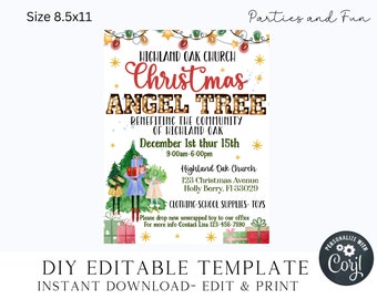 Christmas Angel Tree Flyer Giving Tree Flyer Angel Tree Flyer Church Christmas Flyer Christmas Fundraiser School Flyer PTA School Fundraiser