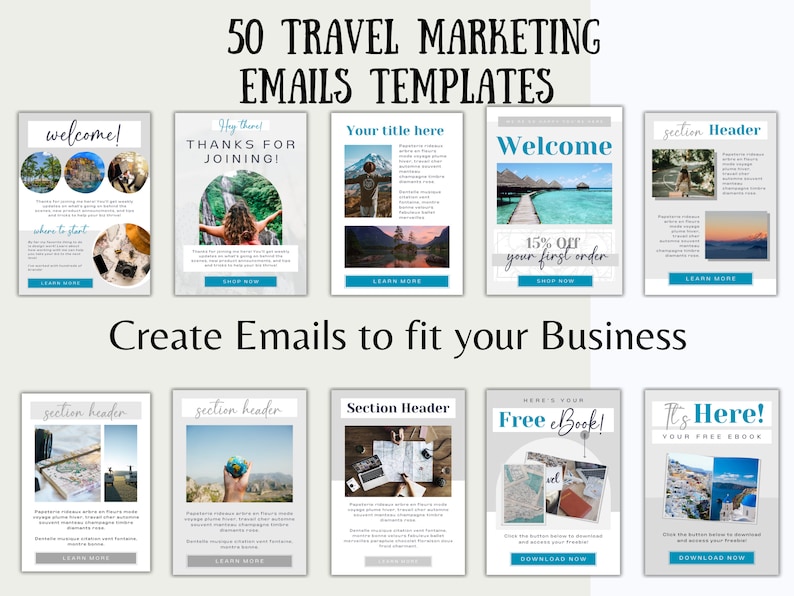 Travel Email Marketing templates Travel Marketing Travel newsletter Travel Agent emails Travel Blogger email Travel Agent Branding Emails imagem 2