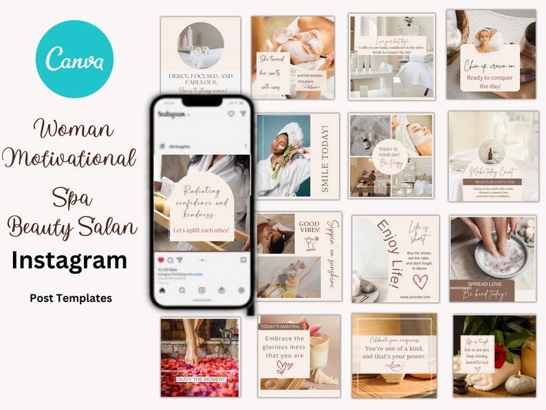 Spa Business Instagram Post Template Beauty Salon Instagram Post Social Media Engagement Mindful Mental Health Coach Mindfulness Mindset 画像 1