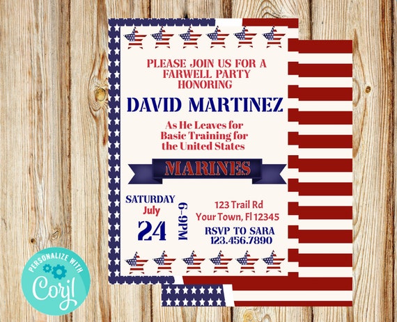 Marines Going away Party Graduation Party Invitation headed to military US army Navy Airforce Marines Leaving to Military Invitation Il_570xn