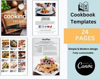 Cookbook Food Blog template Ebook template Canva CookBook Template Food Blogger minimalist custom Recipe cookbook business graphic design