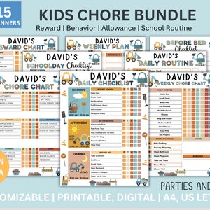 Construction Kids Chore Charts Behavior Chart Kids Chore Chart ...