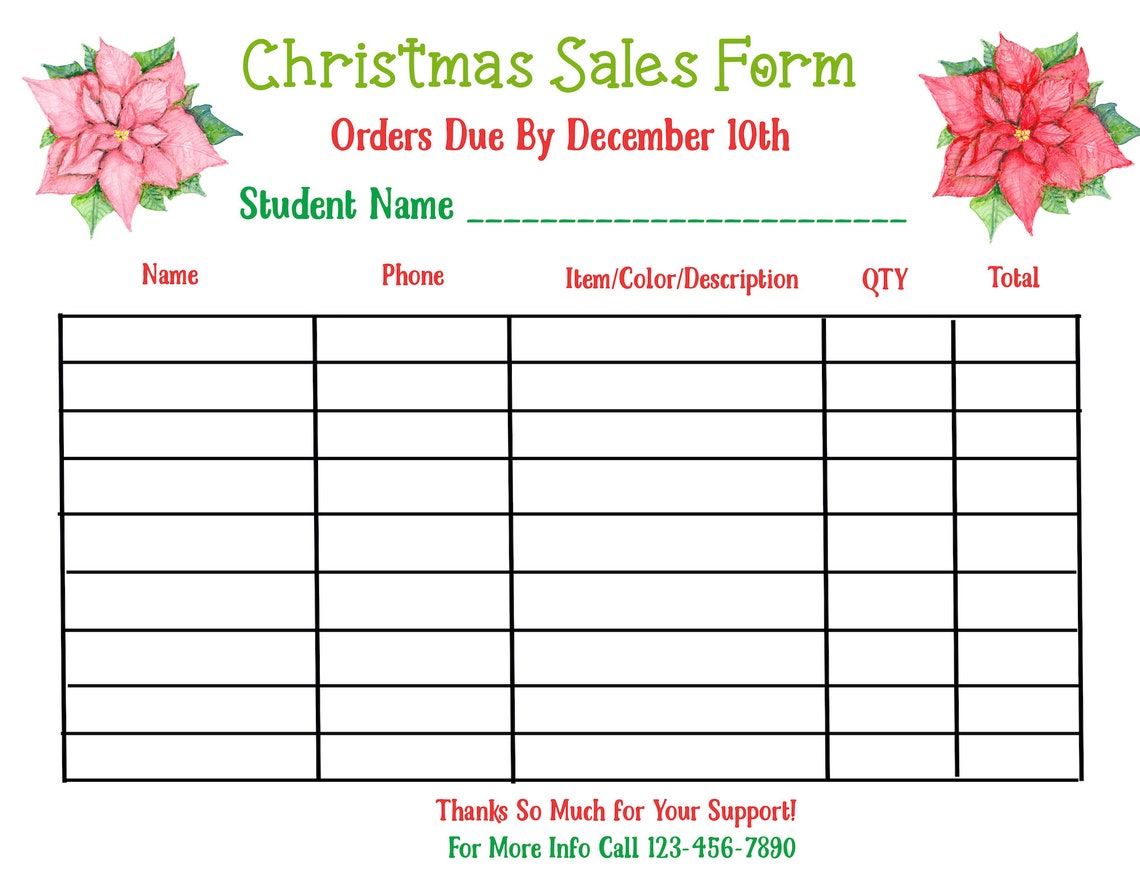 Poinsettia Fundraiser Flyer Christmas School Church Pto Pta - Etsy