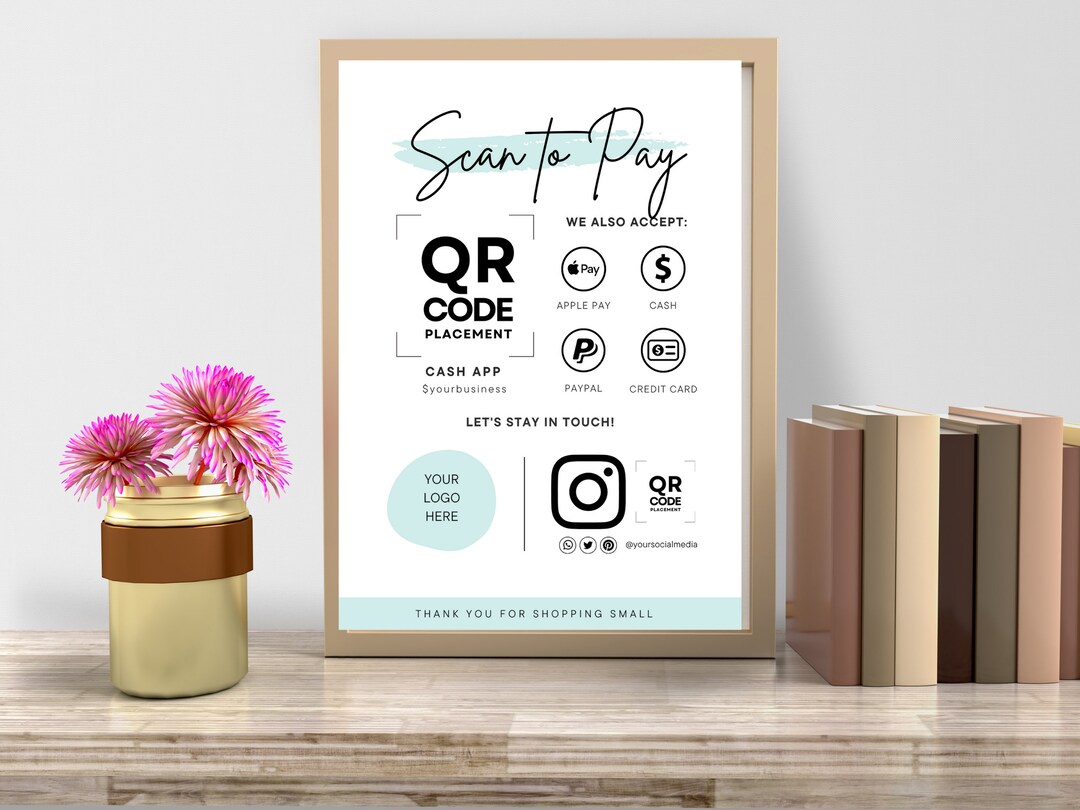 Editable Scan to Pay Card QR Code Sign Template Payment Printable ...