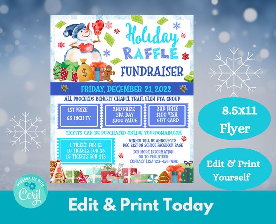 Christmas Raffle Ticket Fundraiser Flyer, Holiday split the pot Raffle ...