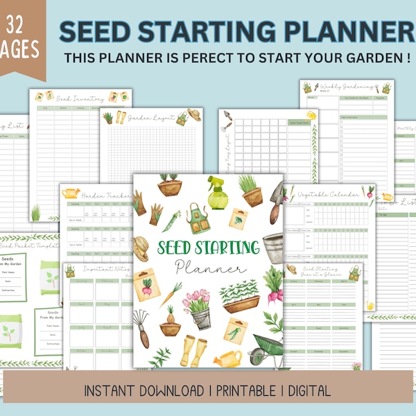 Seed Starting Planne Garden Planner Gardening Planner Seed Organizer Seed Journal Gardening Checklist Seed Starting Cheat Sheet