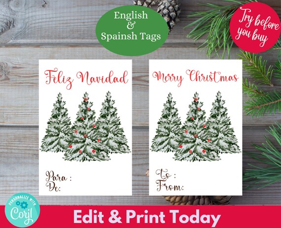 Christmas Gift Tag Template, Printable Christmas Tree Favor Tag, Editable Holiday Gift Tag, Christmas Tree Present Tag Co Worker Tag Teacher Il_570xn