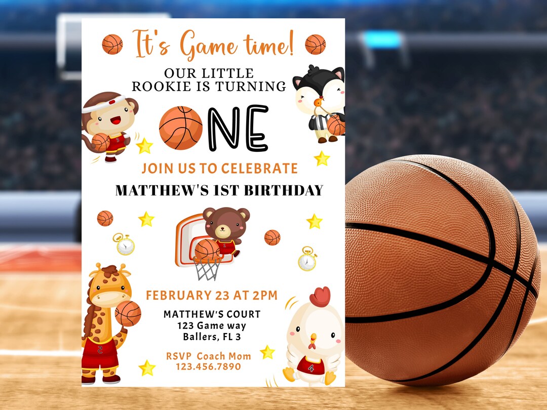 Basketball Birthday Invitation Template Printable 1st Birthday ...