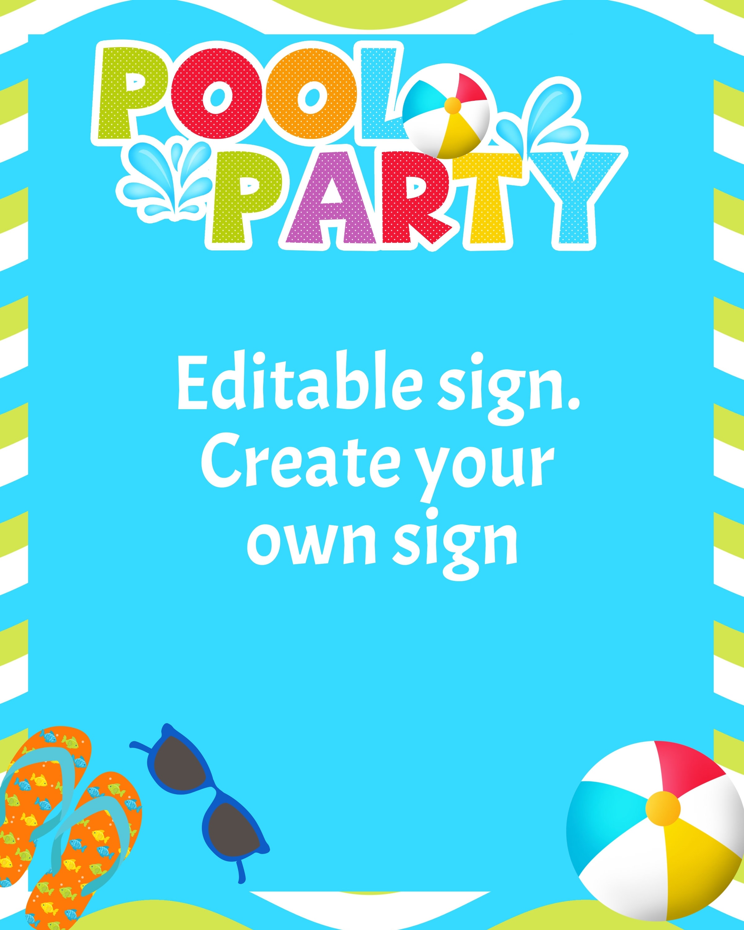 Pool Party Signs Pool Party Food Signs EDITABLE INSTANT Etsy