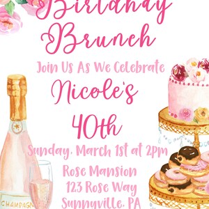 Birthday Brunch Invitation Template Adult Birthday Party | Etsy