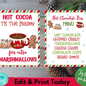 Hot Cocoa Bar Printable Sign, Cocoa Bar Sign, Hot Chocolate Bar Sign ...