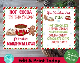 Hot Cocoa Bar Printable Sign, Cocoa Bar Sign, Hot Chocolate Bar Sign, Christmas Event, Christmas Office Party Sign, Christmas Teacher Party