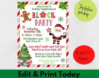 EDITABLE Neighborhood Block Christmas Holiday Party Invitation Neighborhood Holiday Block Party Invitation Neighborhood Block Party Flyer