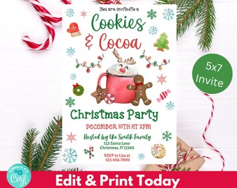 Christmas Cookies and Cocoa Party Christmas Party Invitation Cocoa and Cookies Christmas Invitation Christmas Cookie Office Party, Event