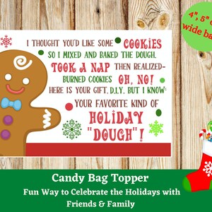 Holiday Dough Treat Bags & Toppers Christmas Gift Tags Christmas Treat Bag Topper Gift Bag Topper Christmas Tags Gingerbread Tag image 2