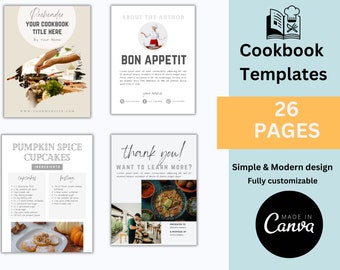 cookbook template Ebook template canva template book template canva minimalist cookbook custom cookbook business ebook graphic design