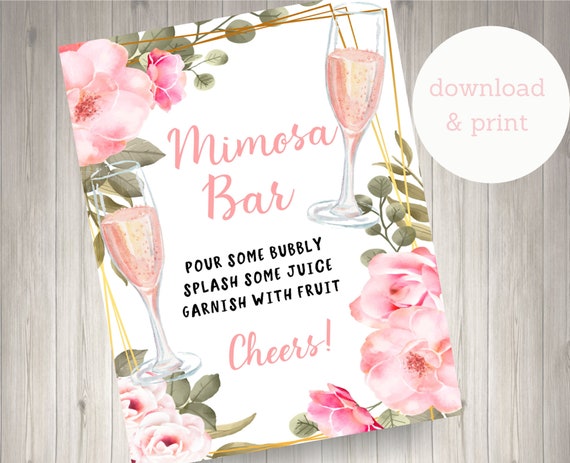 Mimosa Bar Sign Bubbly Bridal Shower Party Sign Engagement Party Sign Mimosa Bar Sign Bubbly Bridal Shower Party Sign Engagement Party Sign