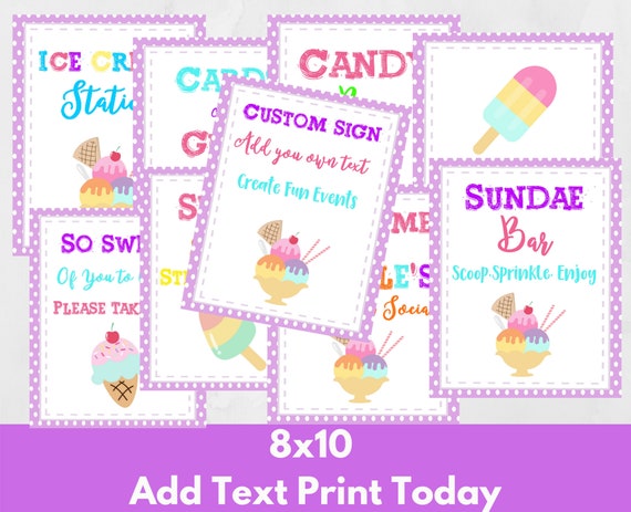 Ice Cream Party Signs Birthday Sign Craft Sign Ice Cream Bar Sign ...