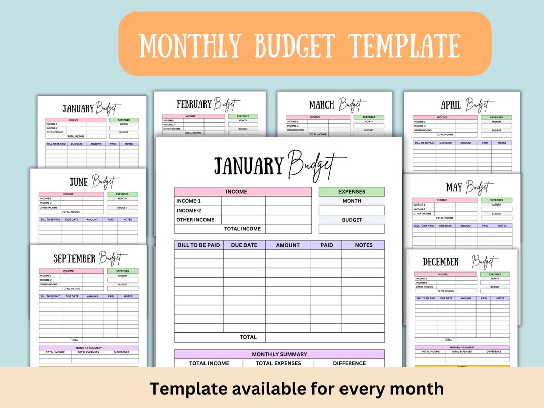 Editable Monthly Budget Tracker Printable Budget Planner Monthly Budget ...