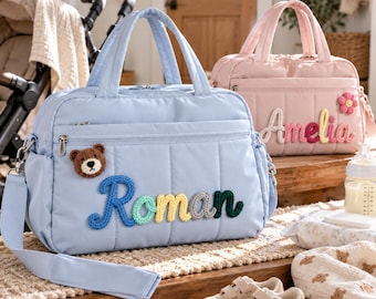 Bolso cambiador personalizado, bolso de viaje para bebé a medida, bolso grande para el hospital para mamá, bolso de fin de semana acolchado