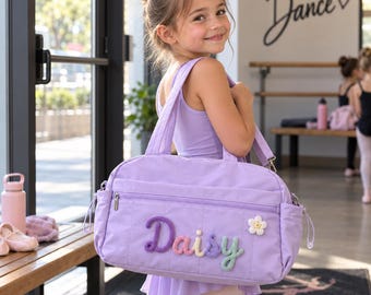Bolsa de baile para niñas, bolsa de baile personalizada para niños pequeños, bolsa de lona acolchada con nombre personalizado