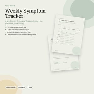 Chronic Illness Symptom Tracker, Spoonie Pain Log, Comfort Kit (Digital Download)