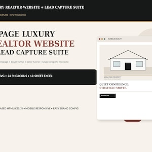 Luxury Realtor Website Template Bundle, Lead Capture Pages, Single Property Microsite (HTML/CSS/JS)