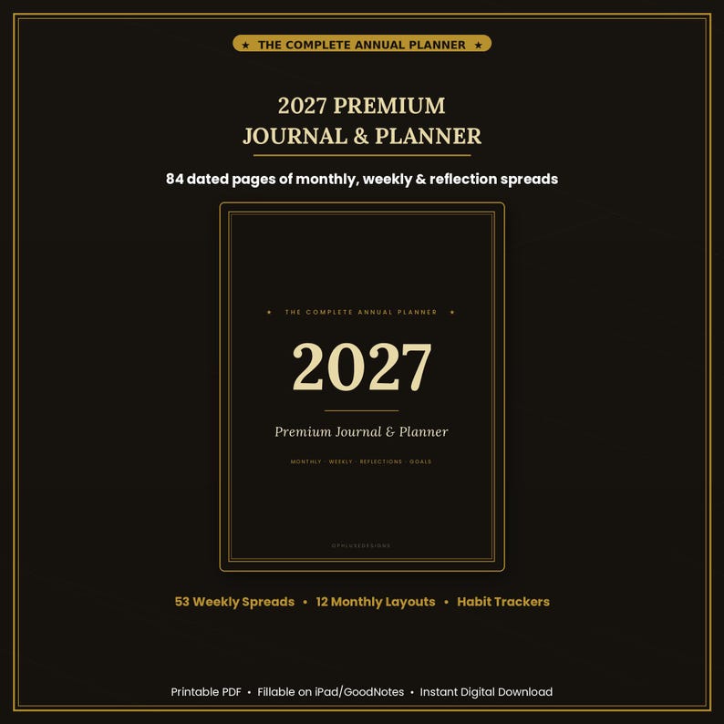 2027 Journal &amp; Planner | Monthly, Weekly, Goal Setting (digital Download) - Etsy