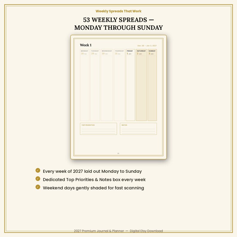 2027 Journal &amp; Planner | Monthly, Weekly, Goal Setting (digital Download) - Etsy