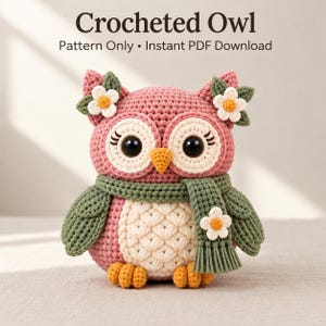 Virkat Ugglamönster Söt Amigurumi Uggla Skogsdjur Gåva Digital PDF Nedladdning
