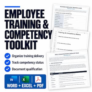Employee Training & Competency Toolkit — Word and Excel Templates