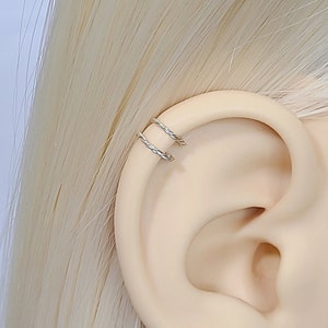 Fake Double Ear Cuff Swirl Cartilage Helix Conch Ear Cuff Double Hoop Faux Clip On Dainty Earring Jewelry No piercing required