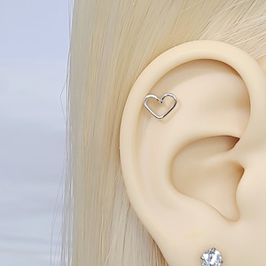 Tiny Heart Cartilage Helix Earring Small Heart Stud Dainty Jewelry Love Simple - Sterling Silver, 14K Gold Filled