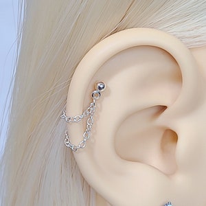 Double Chain Cartilage Earring Helix Chain Earring Dangle Stud Dainty Single Double Piercing Triple Chain - High Quality Non Tarnish Chains