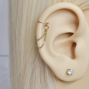 Double Chain Helix Ear Cuff, Fake Cartilage Earring No Piercing Needed, Clip On Conch Ear Cuff Earrings, Gold Helix Cuff Earrings