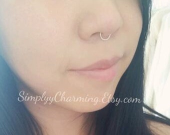 Fake Nose Ring Septum Nose Ring Hoop False Faux Clip On - Sterling Silver/14K Gold Filled Clip On