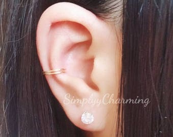 Fake Double Hoop Ear Cuff Fake Conch Cartilage Helix Clip On Earring No Piercing Required Hoop Cuff Earring
