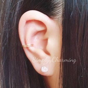 Fake Double Hoop Ear Cuff Fake Conch Cartilage Helix Clip On Earring No Piercing Required Hoop Cuff Earring