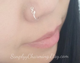 Fake Tiny Infinity Nose Ring Hoop Clip On Nose Hoop Ring - Sterling Silver/14K Gold Filled Clip On