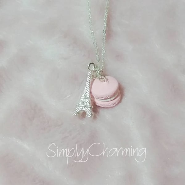 Collier Macaron Tour Eiffel - Petit Macaron Artisanal Argile Charme