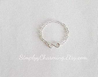 Tiny Infinity Symbol Delicate Dainty Simple Silver Ring Pretty Love Jewelry