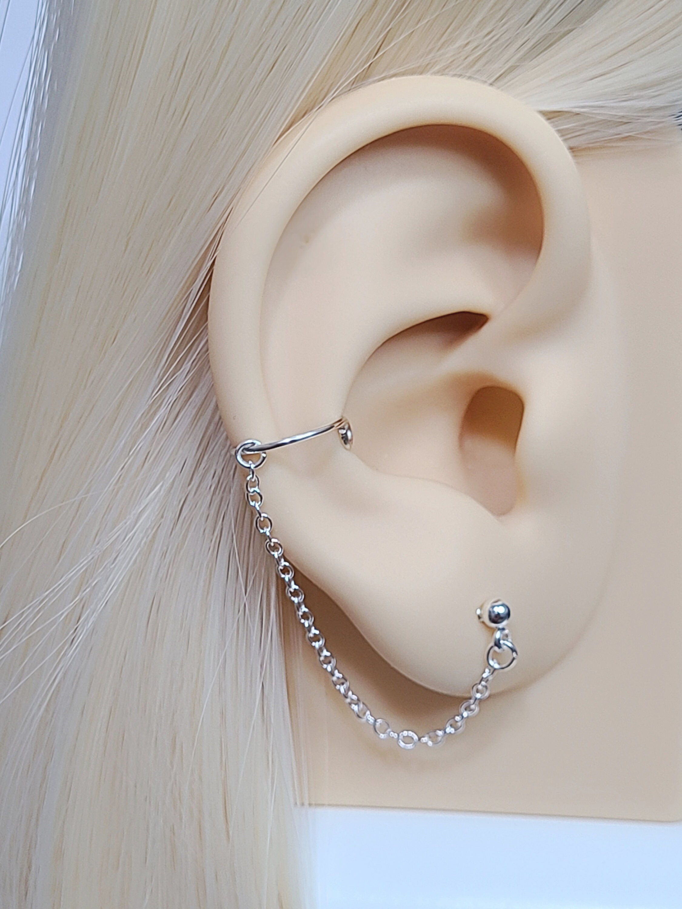 Conch Ear Cuff Chain Earring Fake Conch Clip on Faux Cuff Earring ...